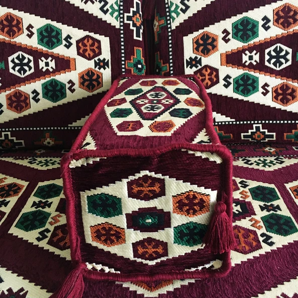 Shark Anatolia Yörük Şark Köşesi İkili Sedir Takımı Bordo - 6