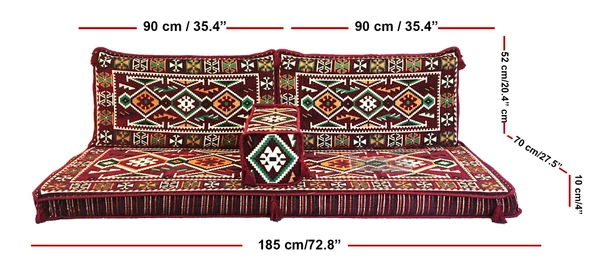 Shark Anatolia Anadolu Şark Köşesi İkili Sedir Takımı Bordo - 4