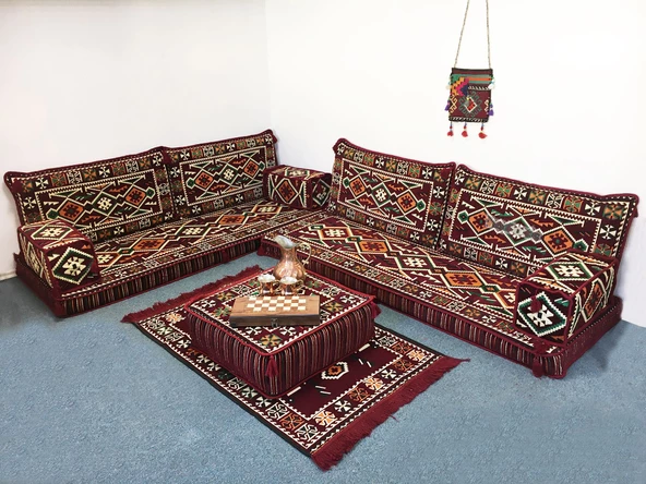 Shark Anatolia Anadolu Şark Köşesi İkili Sedir Takımı Bordo - 5