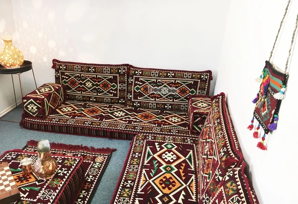 Shark Anatolia Anadolu Şark Köşesi İkili Sedir Takımı Bordo - 6