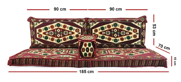 Shark Anatolia Yörük Şark Köşesi İkili Sedir Takımı Bordo - 4