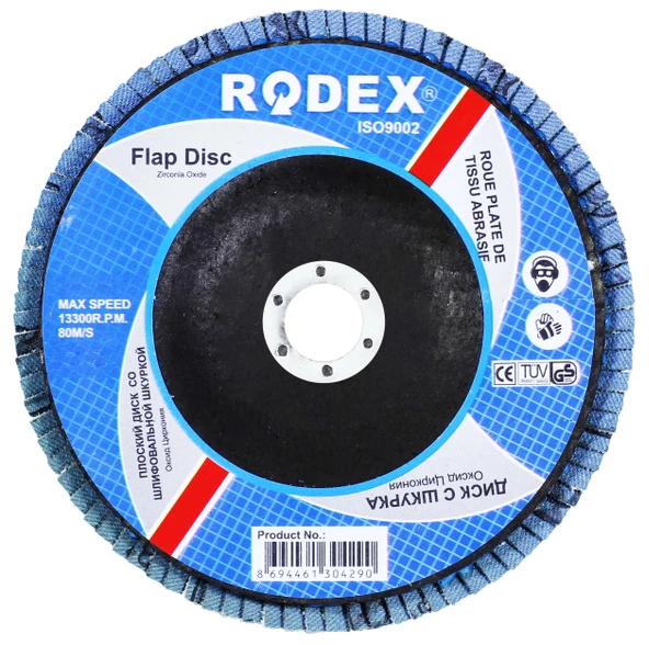 Rodex Avuç İçi Taşlama Flap Disk Zımpara 180 mm 40 Kum - 4