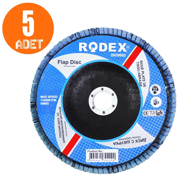 Rodex Avuç İçi Taşlama Flap Disk Zımpara 180 mm 40 Kum - 3