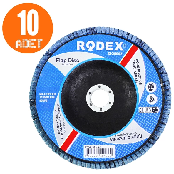 Rodex Avuç İçi Taşlama Flap Disk Zımpara 180 mm 40 Kum - 5
