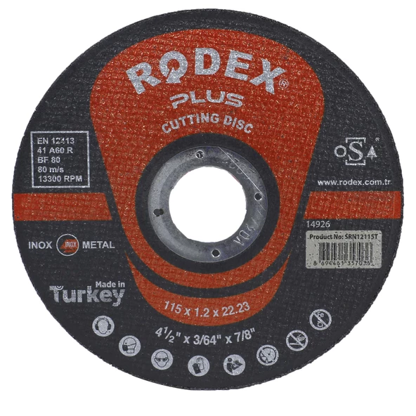Rodex İnox Metal Kesici Taş Disk 115x1.2x22.23 mm 1-5-10-50 Adet - 2