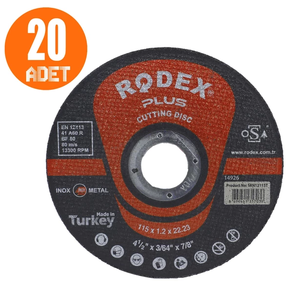 Rodex İnox Metal Kesici Taş Disk 115x1.2x22.23 mm 1-5-10-50 Adet - 5