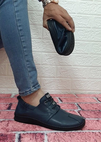 Voyager 5146 Lacivert Hakiki Deri Ortapedik Erkek Klasik Ayakkabı - 5