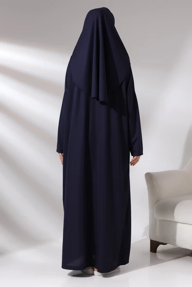 Tek Parça Namaz Elbisesi - Seccade - Tesbih - İbadet Seti - Lacivert - 6