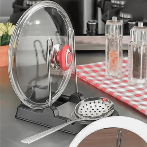 Hometarz Kapak Kepçe Standı Yemek Pişirmeye Yardımcı Organizer - 3