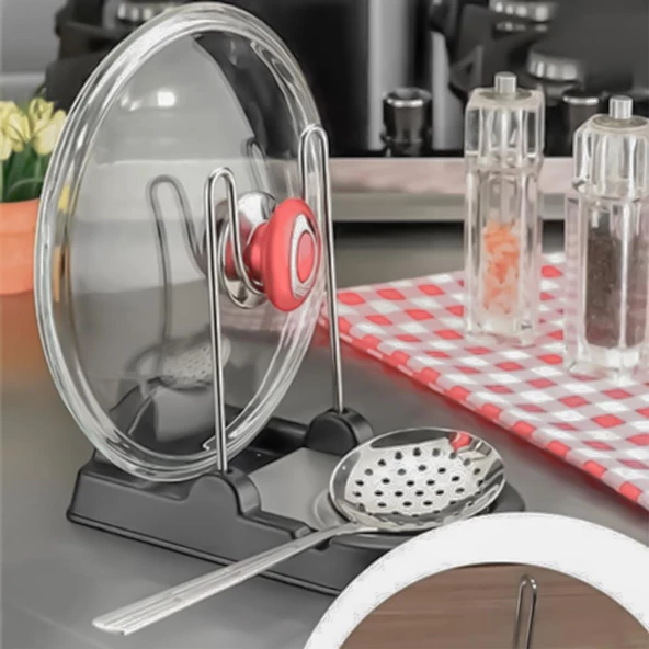Hometarz Kapak Kepçe Standı Yemek Pişirmeye Yardımcı Organizer - 4