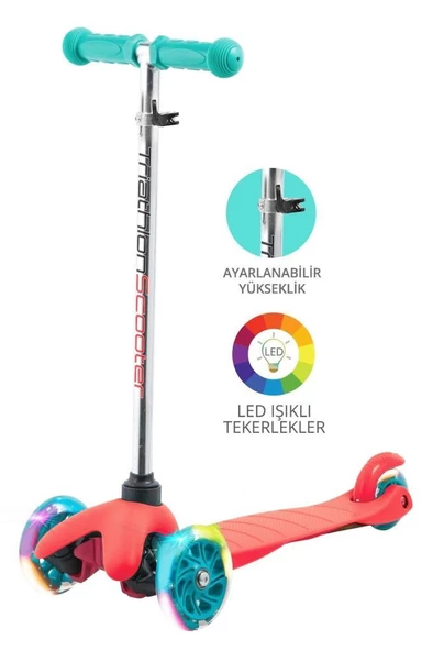 Geseus Led Işıklı 3 Tekerli Yükseklik Ayarlı Scooter HK-513