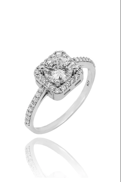 Yuavarlak Zirkon Tek Taşlı Tektaş Zarif Kadın Yüzük Topaz Pırlanta Modeli