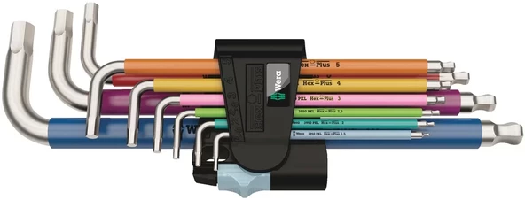 Wera 3950/9 Hex-Plus Multicolour Top Baş Paslanmaz Renkli Alyan Set 05022669001