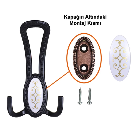 4 ADET Seçil Siyah Metal Portmanto Vestiyer Duvar Dolap Elbise Mobilya Kapı Askısı Askılığı - 3