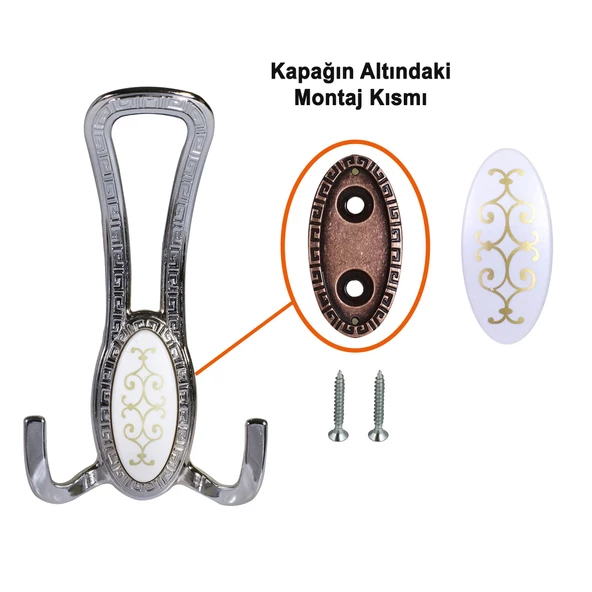 4 ADET Seçil Krom Metal Portmanto Vestiyer Duvar Dolap Elbise Mobilya Kapı Askısı Askılığı - 3