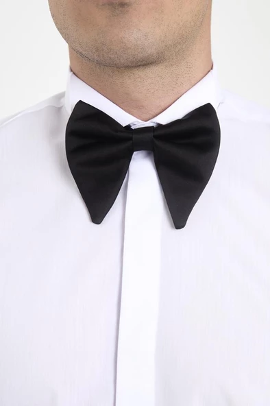 Brianze Beyaz Ata Yaka Damatlık Slim Fit Gömlek ( Kol Düğmesi Hediye ) - 6
