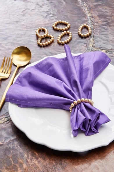 6lı Mor Organik Kumaş Servis Sunum Peçetesi - Resim 2