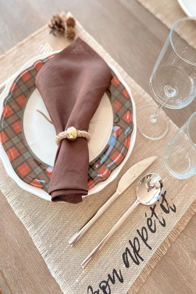 12 Adet Hasır Halka Gold Boncuklu Peçete Yüzüğü - Resim 3