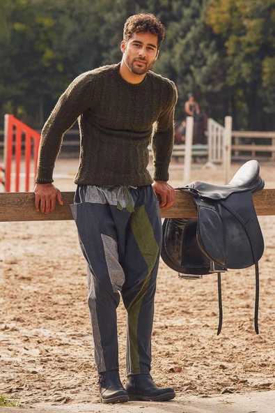 Bağcıklı Paçası Lastikli Erkek Şalvar Pantolon - 3