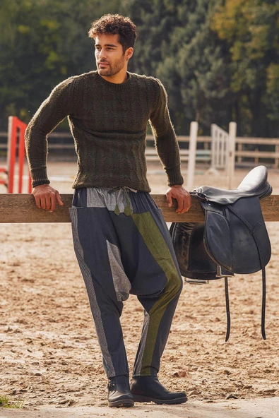 Bağcıklı Paçası Lastikli Erkek Şalvar Pantolon - 2