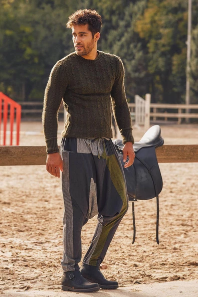 Bağcıklı Paçası Lastikli Erkek Şalvar Pantolon