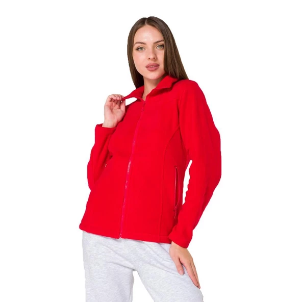 Şensel, Kadın Polar Mont, Kırmızı -99E302- Cepli, Outdoor - 2
