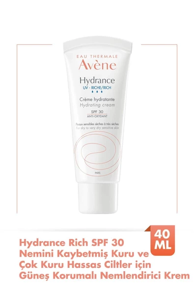 Avene Hydrance Rich SPF30 Kuru ve Hassas Ciltler için Güneş Korumalı Nemlendirici Krem 40 ml