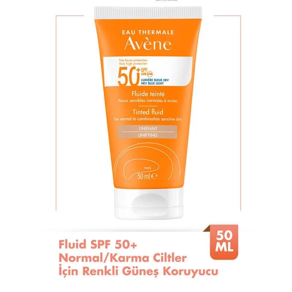 Avene Fluide SPF 50+  Normal/ Karma Ciltler için Renkli Güneş Koruyucu 50 ml