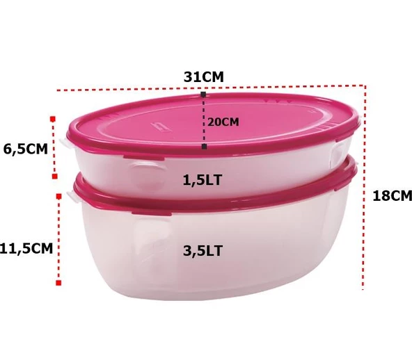 Moonstar Hava Sızdırmaz İkili Meyve Sebze Saklama Kabı 3,5+1,5 LT-MAJ-ST-300 - 7