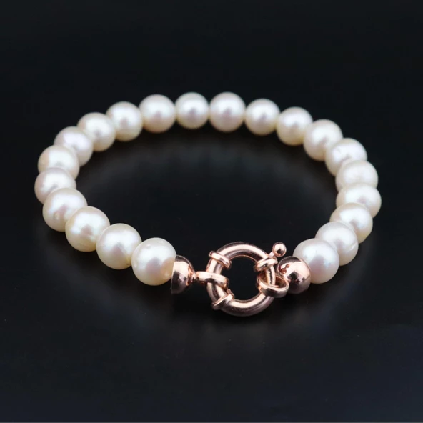 Pigado 925 Ayar Gümüş Özel Tasarım Gerçek Tatlısu İnci Bileklik - 7