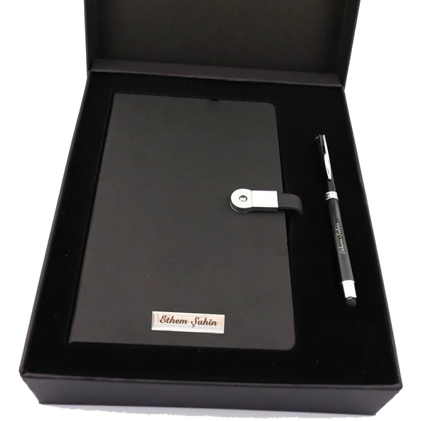 İsme Kişiye Özel 16 gb Usb'li Defter Dokunmatik Roller Kalem Seti - 3