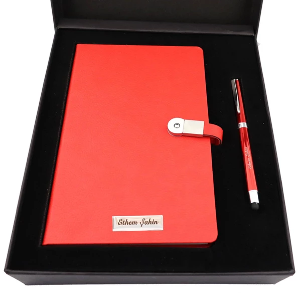 İsme Kişiye Özel 16 gb Usb'li Defter Dokunmatik Roller Kalem Seti - 2