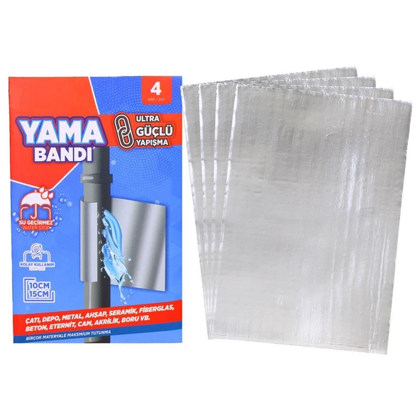 Bondit Ultra Güçlü Su Geçirmez Tamir Yama Bandı Alüminyum Kaplı 10 x 15 cm 4 ADET