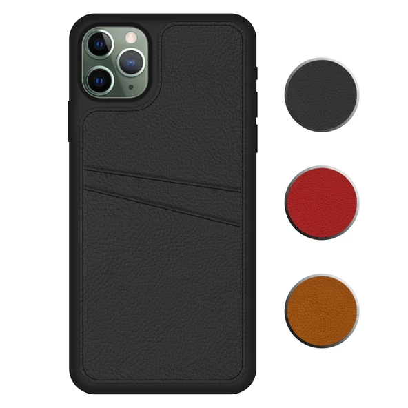 FitCase iPhone 11 Pro Max Kılıf Proda Deri Çift Kartlık Cepli Kapak