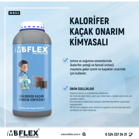 Mbflex MB02 – Isıtma ve Soğutma Sistemleri Kalorifer Kaçak Onarım Kimyasalı 1000 ml - 5