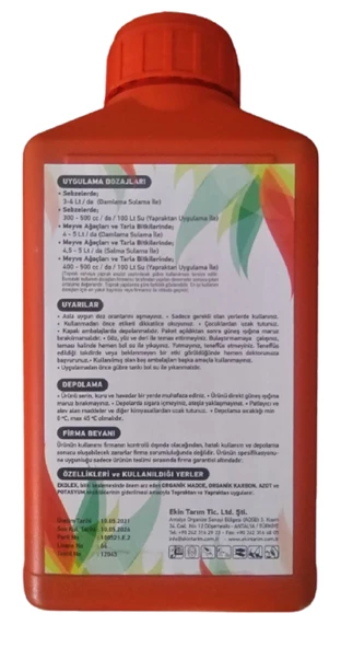 Ekolex Organik Sıvı Gübre 4 Litre, Karbon, Azot, Potasyum İçerikli - Resim 2