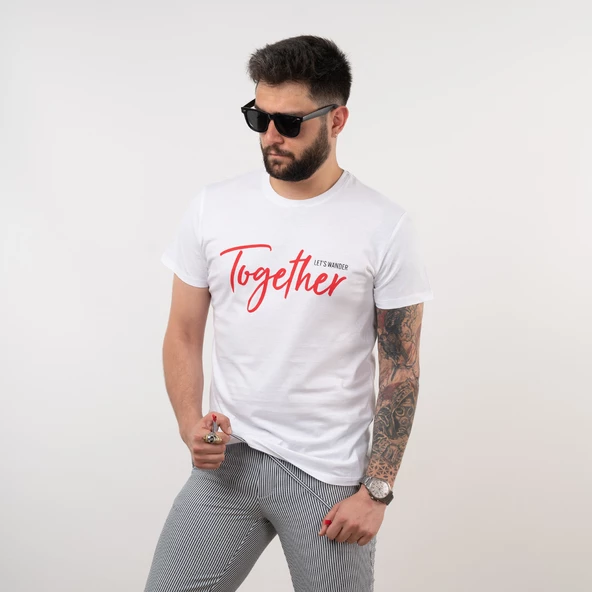 SLİMFİT BASİC BASKILI PENYE ERKEK T-SHİRT - 4