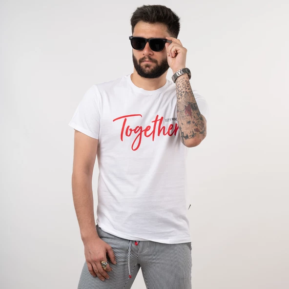 SLİMFİT BASİC BASKILI PENYE ERKEK T-SHİRT - 2