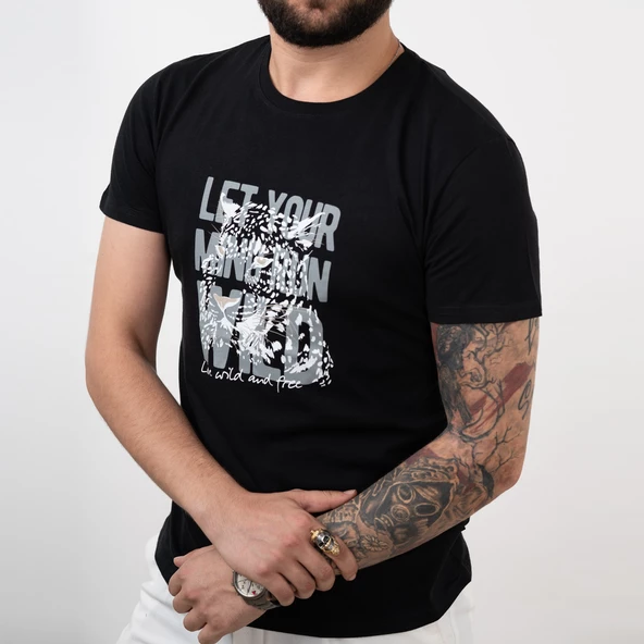 SLİMFİT BASİC BASKILI ERKEK T-SHİRT - Resim 5