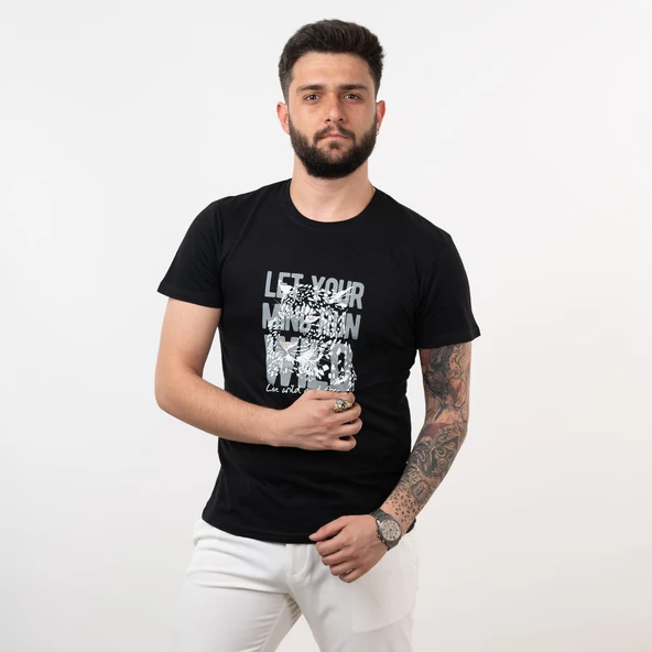 SLİMFİT BASİC BASKILI ERKEK T-SHİRT - Resim 6