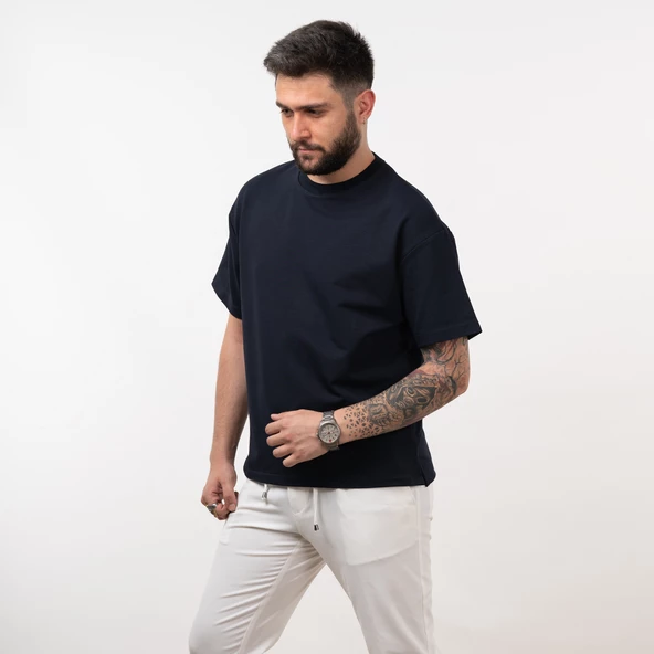 OVERSİZE PAMUKLU ERKEK T-SHİRT - Resim 6