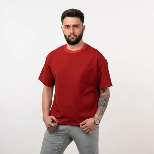 OVERSİZE PAMUKLU ERKEK T-SHİRT - Resim 3