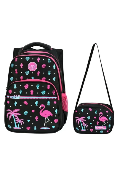 Waddell Flamingo Desenli İlkokul + Beslenme Çantası 3001 - 2