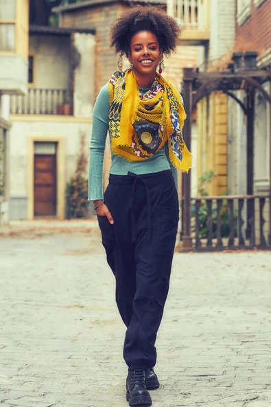 Kruvaze Beli Bağcıklı Elastik Paça Şalvar Pantolon - 2