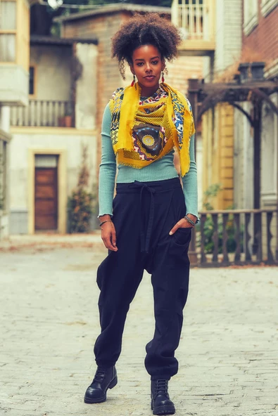 Kruvaze Beli Bağcıklı Elastik Paça Şalvar Pantolon