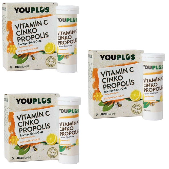 Youplus Vitamin C Çinko Propolis 20 Efervesan Tablet 3 ADET