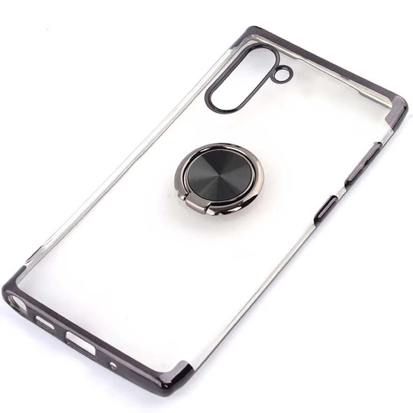Galaxy Note 10 Kılıf Gess Kenarları Renkli Yüzük Aparatlı Kılıf - Resim 2