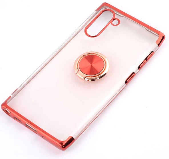 Galaxy Note 10 Kılıf Gess Kenarları Renkli Yüzük Aparatlı Kılıf - Resim 4
