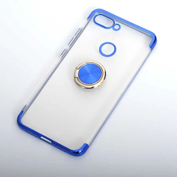 Xiaomi Mi 8 Lite Kılıf Zore Gess Kenarları Renkli Yüzük Aparatlı - 5