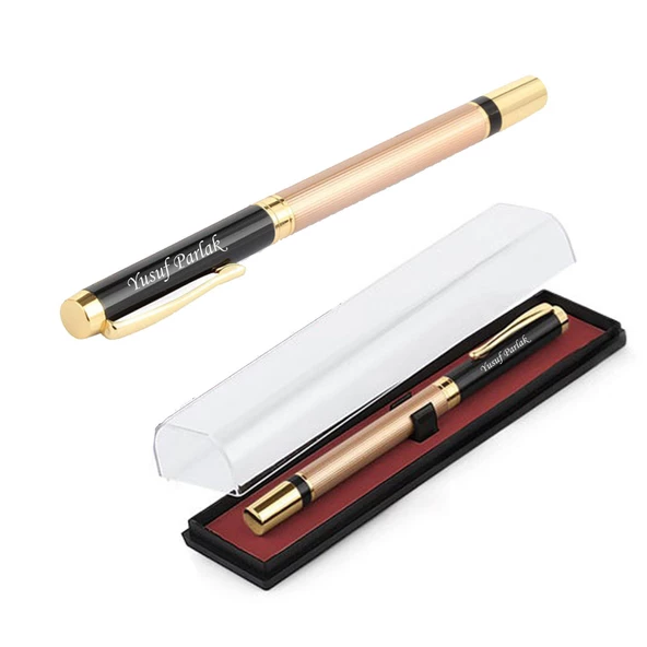 İsme Kişiye Özel Kalem Metal Gold İşlemeli Kutusunda - 4